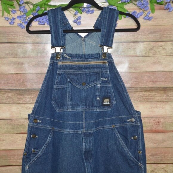 Berne Apparel Bib Overalls Carpenter Style Hammer Hook Men’s Size 40x30 Blue - Picture 2 of 12